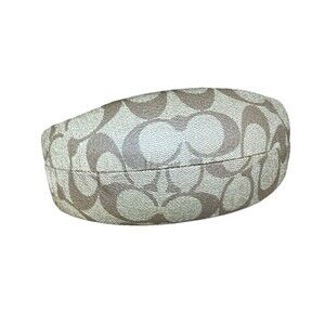 Coach Signature Logo Hard Clamshell Tan Brown Eyeglass Sunglasses Flip Top Case